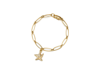 Gold Plated CZ Studded Star Charm Bracelet